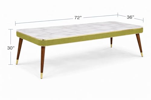 Image of WOODEN SPACE 6-Seater Wooden Dining Table Set | Nano Composite Marble Top | Solid Wood Base | Modern Dining Room Furniture with 6 Chairs (Green 2)