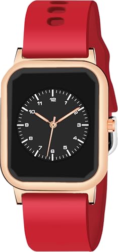 Image of PAPIO Rectangle Dial Analog Women's Fashion Wrist Watches, Silicone Strap, Quartz Movement