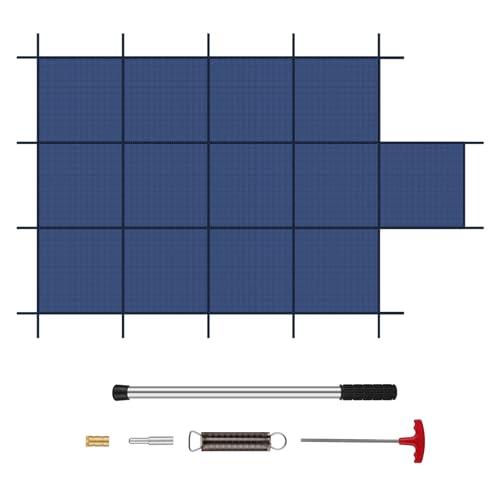 CIDNN Pool Safety Cover Fits Rectangle Swimming Pool with Step, Mesh High Strength Solid inground Pool Cover,Winter Pool Covers for Inground Pools (Blue, Fits 20x40ft+4x8ft Pools with Center Step)