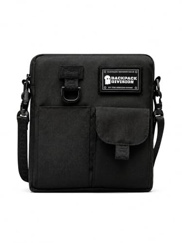 Image of The Souled Store Raven Sling Bags | Premium Polyester Matty Crossbody Bag | Compact Messenger Rucksack with Water-Resistant Lining & 11 inch iPad Sleeve for Men & Women