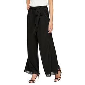 Alex Evenings Women’s Wide Leg Chiffon Dress Pant for Mother of The Bride, Elegant Party Outfit (Petite and Regular Sizes)