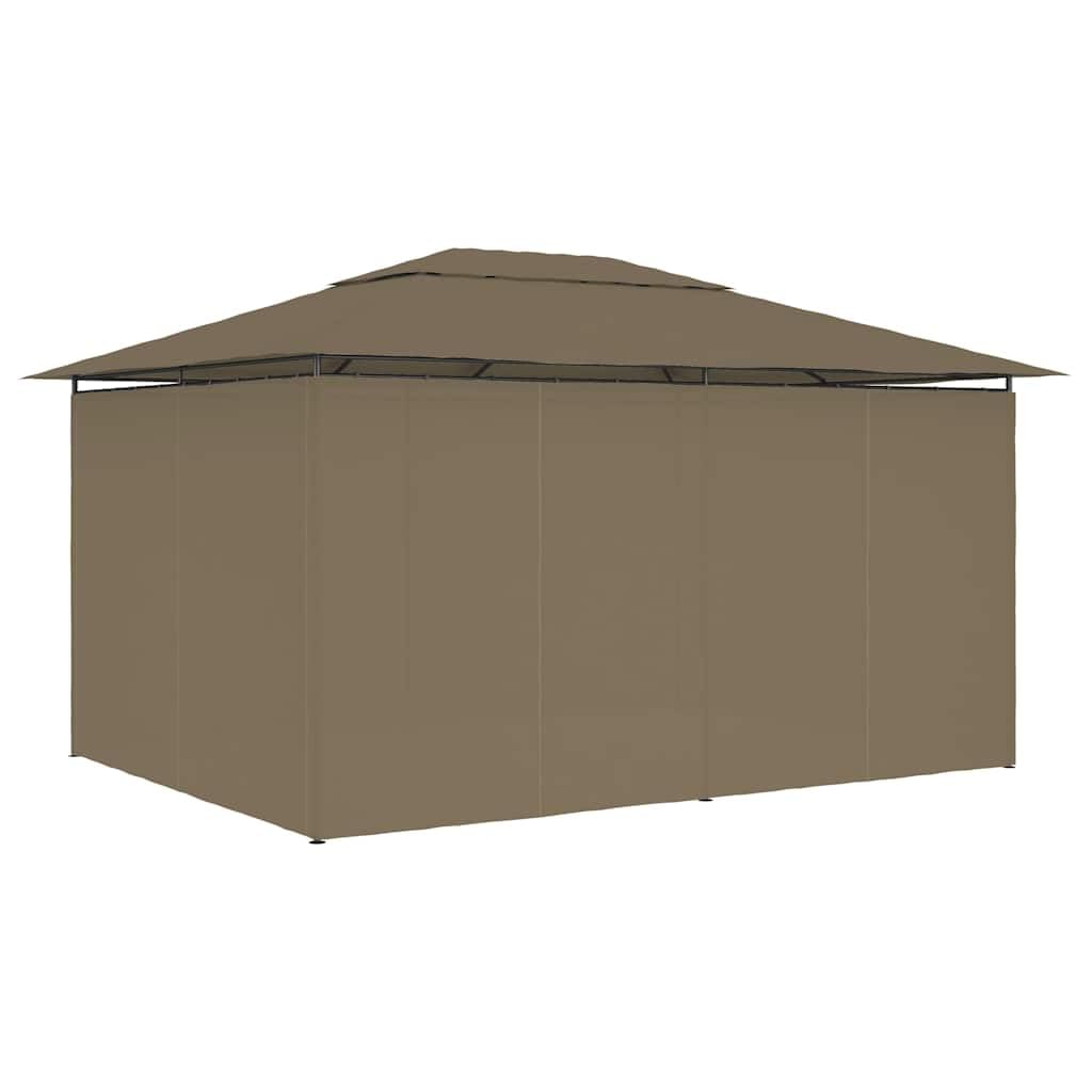 Carpa de jardín con cortinas, 4 x 3 m, color topo, 180 g/m², carpa de jardín con pared lateral y ventana, resistente a la intemperie, con mosquitera, ideal para barbacoas, terrazas, recepciones
