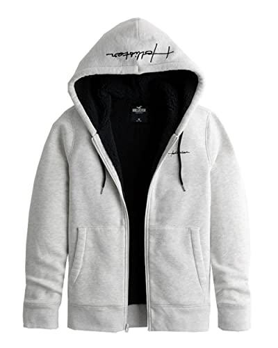 Hollister Men's Graphic Soft Fleece Hoodie (Medium Sherpa Lined Full Zip)