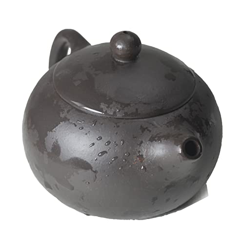 Image of Chinese Clay Teapot 6.7Oz Handmade Xishi Zisha Tea Pot Black Gold Sand Spherical Filter Kungfu Tea Set