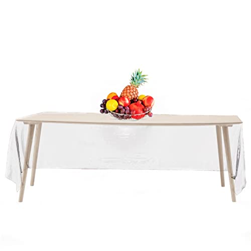 Premium 14 Pack Clear Plastic Table Cloths - Smooth Decorative Rectangular Table Cover - 54 x 108 in. for Parties, Weddings