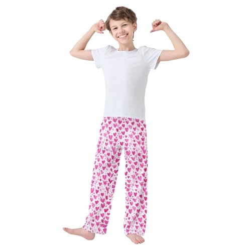 Pajama Pants Love Hearts Pink Pattern PJ Bottoms Sleepwear Lounge Sleep Pant with Pockets2