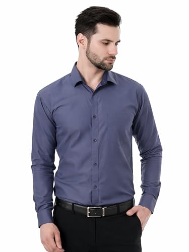 Image of XJARVIS Austin Men's Combed Cotton Shirt | Solid Plain Formal & Casual Shirt for Men | Regular Fit | Spread Collar | Full Sleeve | Office Wear Shirt with Pocket