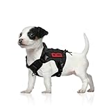 OneTigris Tactical Dog Harness Vest,No-Pull Service Dog Vest with Hook & Loop Panels,Adjustable Dog Vest Harness for Walking Hiking Training(Black,XS)