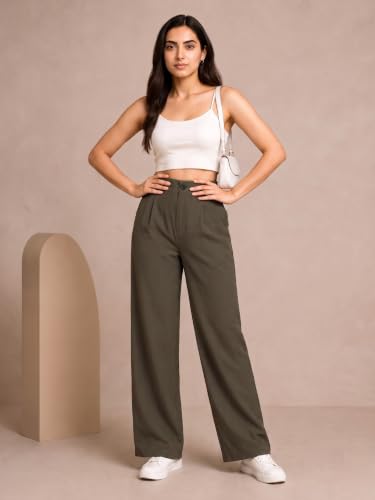 Image of Womens NS Lycra Korean High Waist Straight Pants