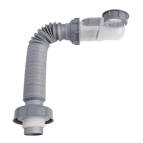 Durashmall Juego de manguera de drenaje para fregadero de cocina con válvula de parada, tubo de residuos elástico de 28 a 90 cm, para lavabo, baño, kit de trampa de filtro antiolor ABS para evitar