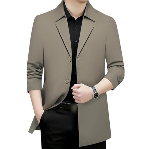 Veste de printemps mi-longue homme col carré idéale pour les trajets urbains