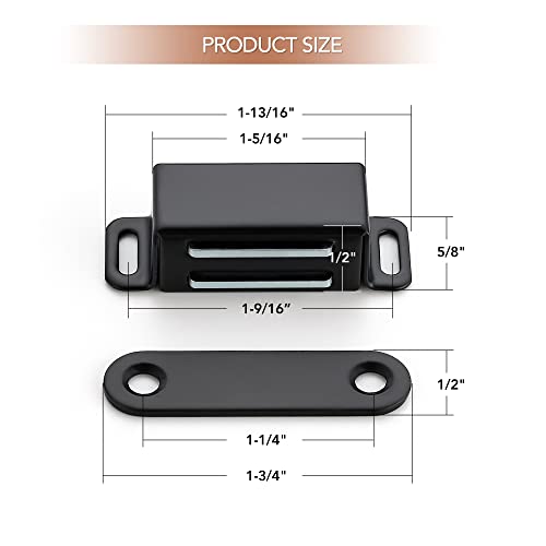 Image of Ravinte 2 Pack Black Magnetic Door Catch, Matte Black Cabinet Magnets, Strong Magnetic Catch Latch for Kitchen Cabinets, Drawers & Cupboards, Stainless Steel Closures