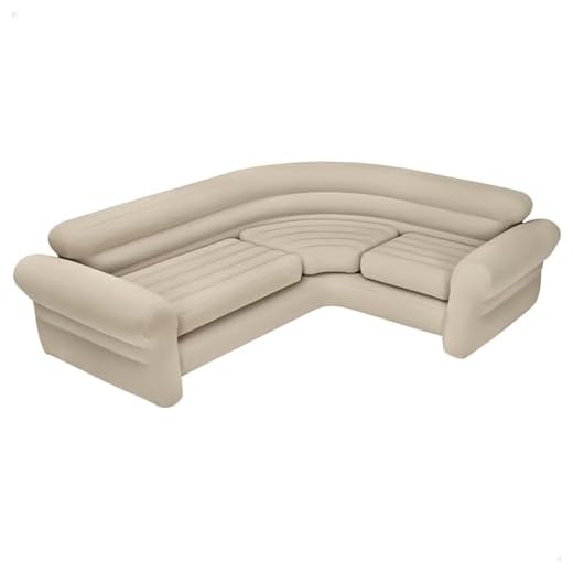 Intex 68575NP - Sofà Gonfiabile Angolare Beige, Vinile, Beige, 257x203x76 cm