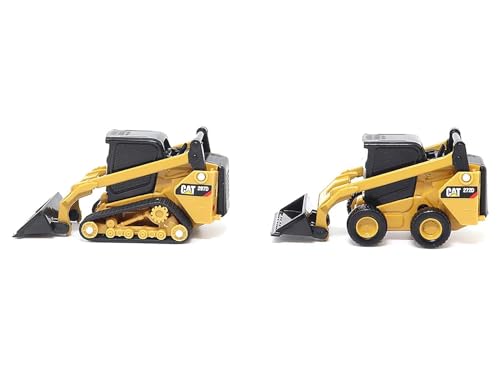 Set de 2 modelos 1:64 cargadoras 272D2 y 297D2 amarillas miniatura 2