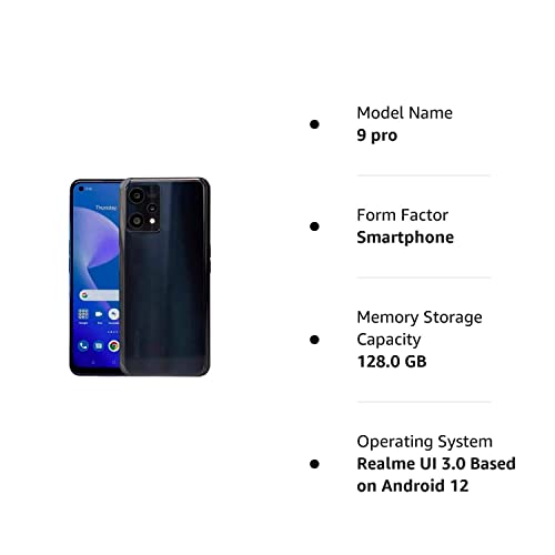 Realme 9 Pro 5G + 4G Lte Gsm 128Gb + 8Gb 6.6" 64Mp Triple Camera Unlocked Latin Europe Dual Sim (Not Verizon/Boost/Cricket/Metro/At&T/Tmobile) + Fast Car Charger Bundle (Midnight Black) #TOP2
