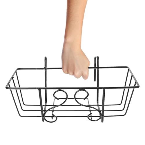 MAGICLULU Support Suspendu pour Pots de Fleurs en Fer Noir, Cadre Carré 32 Cm, pour Rambarde de Balcon et Jardinière Extérieure, pour Plantes et Décoration de Terrasse