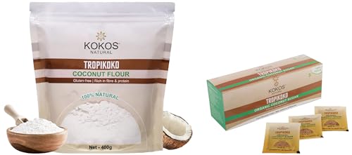 Image of Kokos Natural - Coconut Flour Pouch 400 g - Tropikoko Organic Coconut Sugar 125g - Total 525 Gm