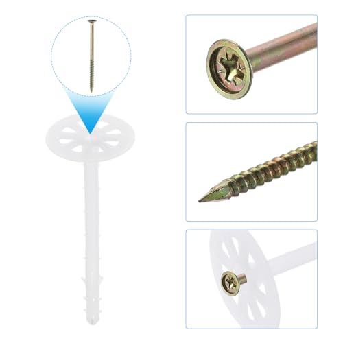 Image of PATIKIL 162mm Perforated Insulation Pins, 30 Pack Insulating Nails Wall Plug Plastic Expansion Bolt for Fixing Foam Boards to Masonry Wall or Ceiling