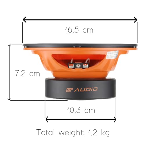 KIT Set FÜR BASS FACE GT Audio GT-MB6/4 1 16,5 cm Midbass Woofer 165 mm 6,5 Durchmesser, 80 Watt rms 160 Watt max, Impedanz 4 Ohm, Türen, für Autos, 1 Stück