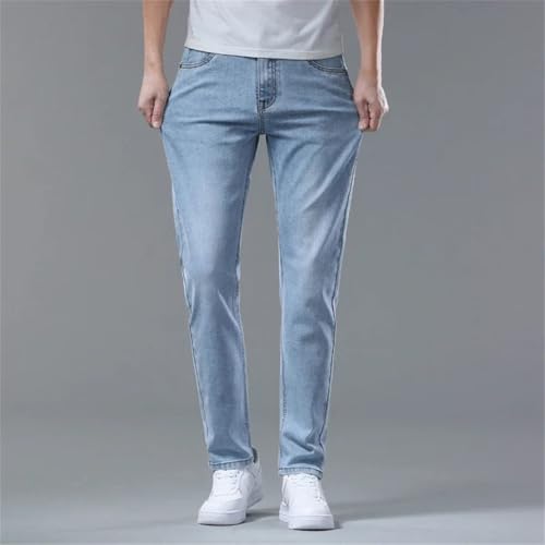 Men's Slim Fit Stretch Jeans Korean Style Spring Casual Classic Straight Denim Trousers4