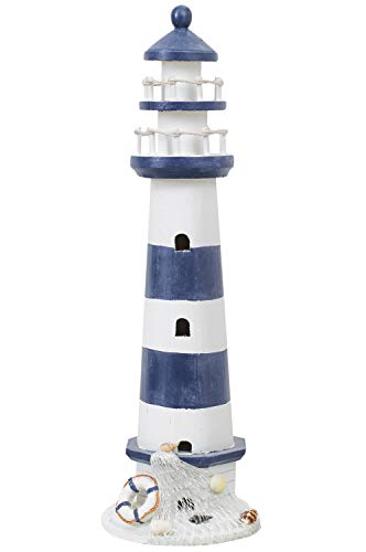 Preisvergleich Produktbild mare-me Leuchtturm blau weiß, 53cm
