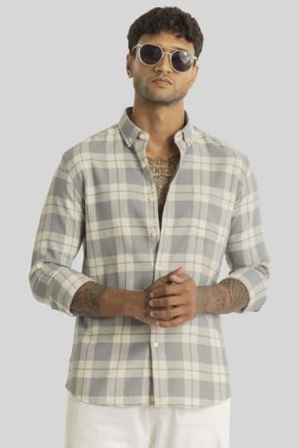 Image of SNITCH Beacon Light Grey Checks Linen Shirts