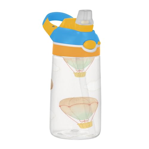 Brown Sun Hot Air Balloon Kids Water Bottle with Silicone