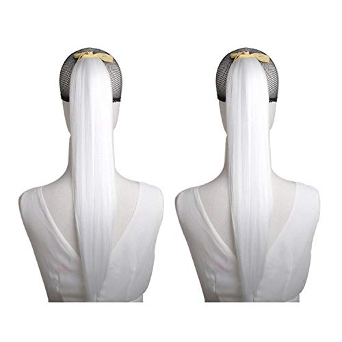 MapofBeauty 2 pack Beautiful Straight Long Ponytail Hair Extensions (White)