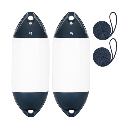 Mesle Bootsfender Ultra 2er Set mit Leine, ø 22 cm | 61 cm lang, Langfender aufblasbar, Bootsfender, Fender Schiff Yacht Schlauchboot