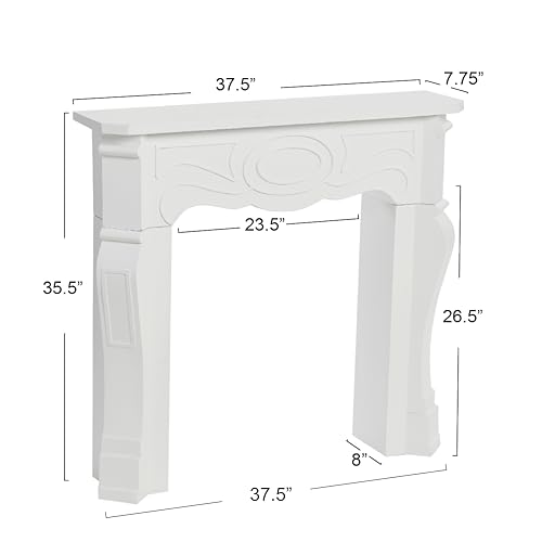 Image of Creative Co-Op Small Victorian Decorative Fireplace Mantel, Flat Paintable White