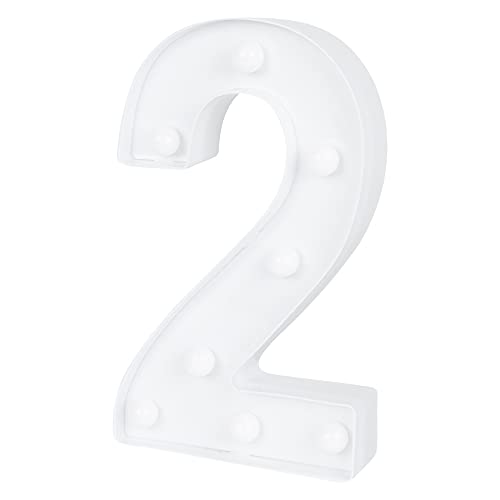 Image of Restaurantware Illumify 7.1 x 1.2 x 8.7 Inch Light Up Number 1 Durable Marquee LED Light - Number 2 Touchproof White Plastic Party Light Keyhole Slot For Parties Weddings Or Special Events