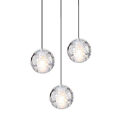 CCSUN Modern K9 Kristall Regentropfen Kronleuchter,kreativ Globus 3-lichter Pendelleuchte Kugelförmig Deckenleuchten Verstellbare Höhe G4 Kronleuchter Für Treppe Esszimmer 3-lichter Kaltweiß Cover
