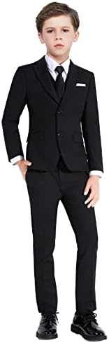 Almighty Magic Boy's Formal Suits 5 Pieces Slim Fit Suit Set Dresswear Ring Bearer Outfit Black