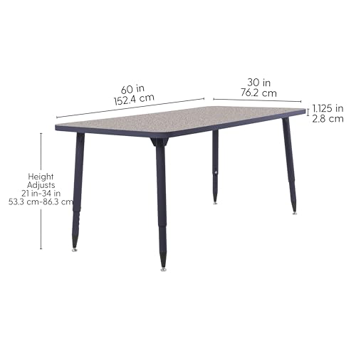 Image of Adapte Commercial Classroom Activity Table - 30 inch x 60 inch Rectangle, ADA Compliant Tapered Legs with Glides & Casters, Adjustable Height 22-34 inch Wheelchair Accessible, School & Office Furniture