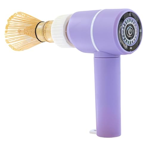 Xoeryoy Batidor Matcha Eléctrico, Espumador Matcha De 3 Velocidades Recargable con Soporte Chasen De Bambú, Púrpura, Carga Tipo C, Diseño Desmontable para Una Fácil Limpieza;1
