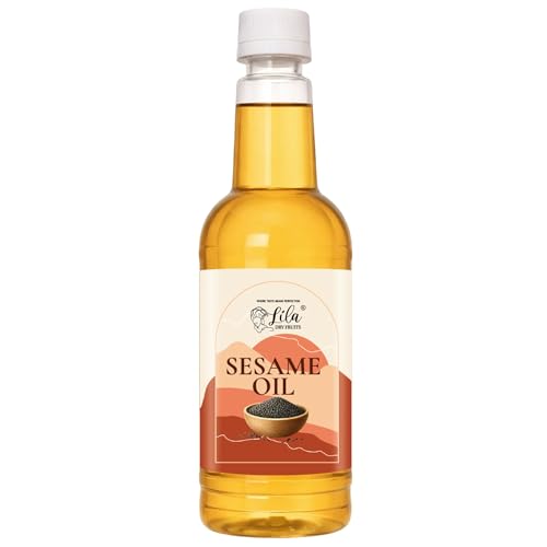 Image of LILA DRY FRUITS Sesame Oil 750 ML Gingelly Oil for Cooking, Tempering & Traditional Recipes | Natural Til ka Tel for Daily Kitchen Use Cold Pressed Seseme Oils Cholesterol Free Goodness of Omega 6