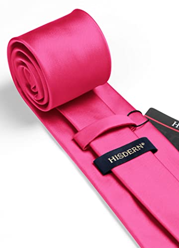 Image of HISDERN Mens Solid Color Ties Formal Satin Necktie and Pocket Square Set Classic Wedding Business Tie & Handkerchief