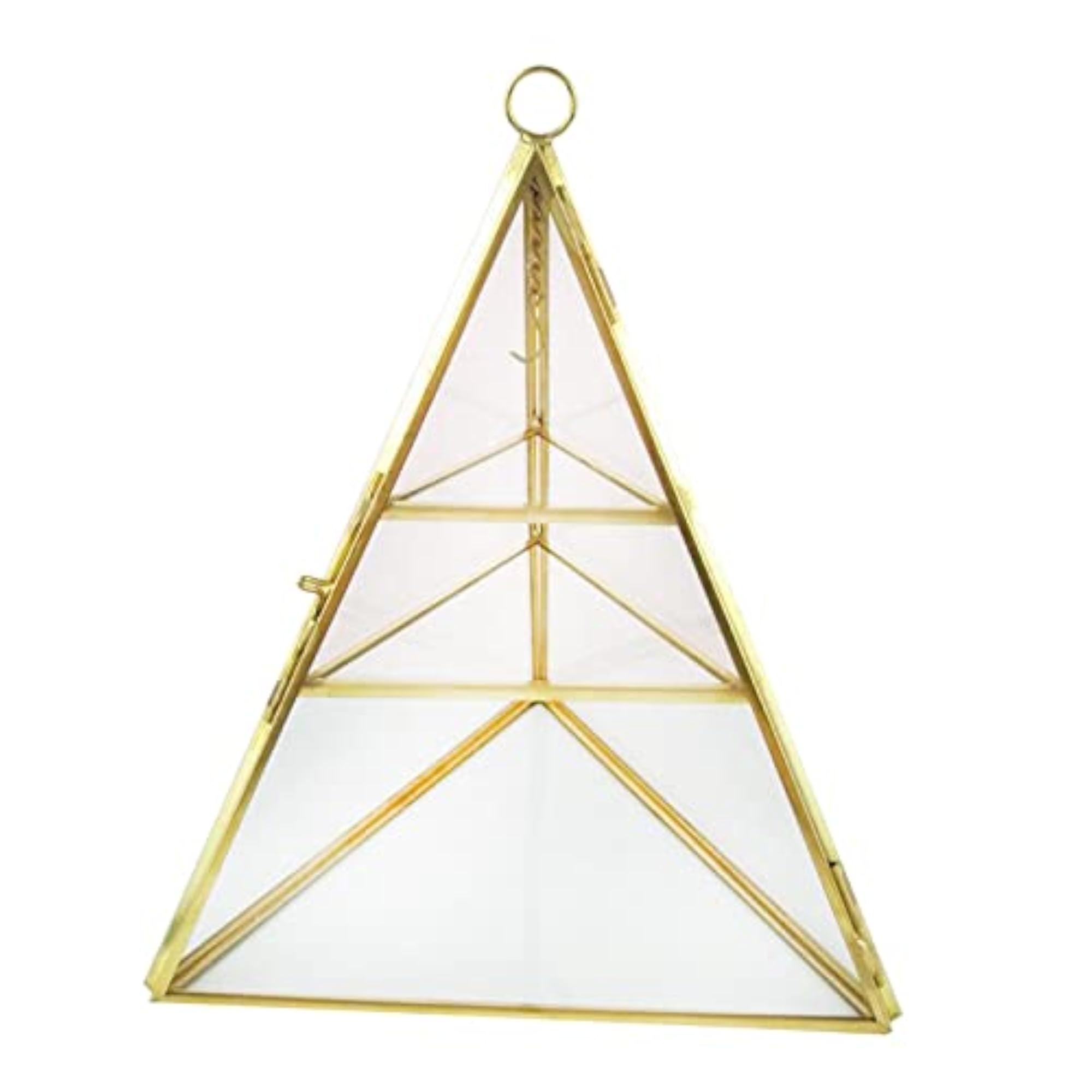 3Tier Pyramid Clear Glass Jewelry Trinket Box