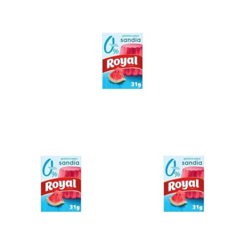 Royal Gelatina Sabor Sandía 0%, Preparado en Polvo Sin Azúcar, Pack 31 g (Paquete de 3)