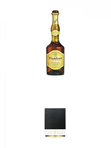 Papidoux Calvados Fine Frankreich 0,7 Liter + Schiefer Glasuntersetzer eckig ca. 9,5 cm Durchmesser Papidoux Calvados Fine Frankreich 0,7 Liter + Schiefer Glasuntersetzer eckig ca. 9,5 cm Durchmesser