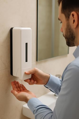 Image of Bath Craft by BATH GURU Wall Mounted Liquid Soap Dispenser for Wash Basin, 350Ml, ABS Plastic, White, Dispenser Pump for Bathroom Kitchen Sink