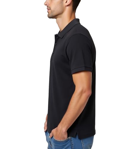 Camiseta polo para hombre de fibra refrigerante que absorbe la humedad, corte regular, casual y para trabajo, manga corta miniatura 2