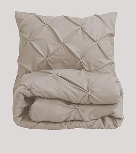 Linen Home Pintuck Double Duvet Cover Set, Soft Microfiber Pinch Pleat Linen Duvet Cover with 2 Pillow Shams, Easy Care - Image 4