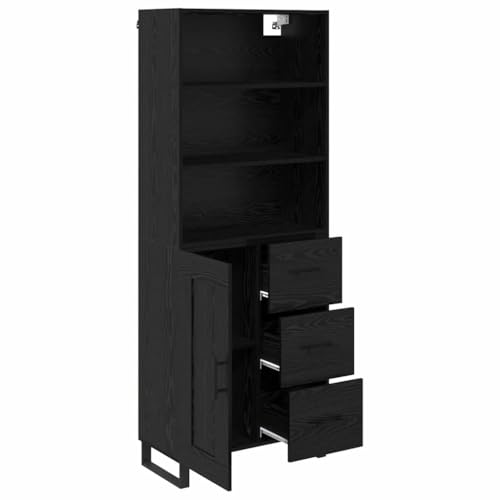 Aparador de alta calidad de 2 piezas con acabado premium roble negro y diseno minimalista 6
