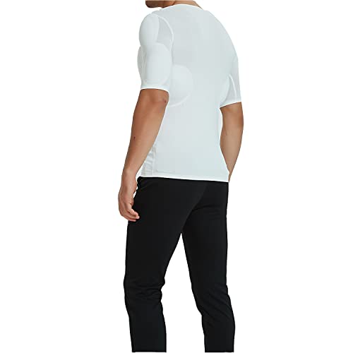 Image of Men Fake Muscle T-Shirt Deltoid Biceps Triceps Shoulder Pads Elastic Padded Underwear