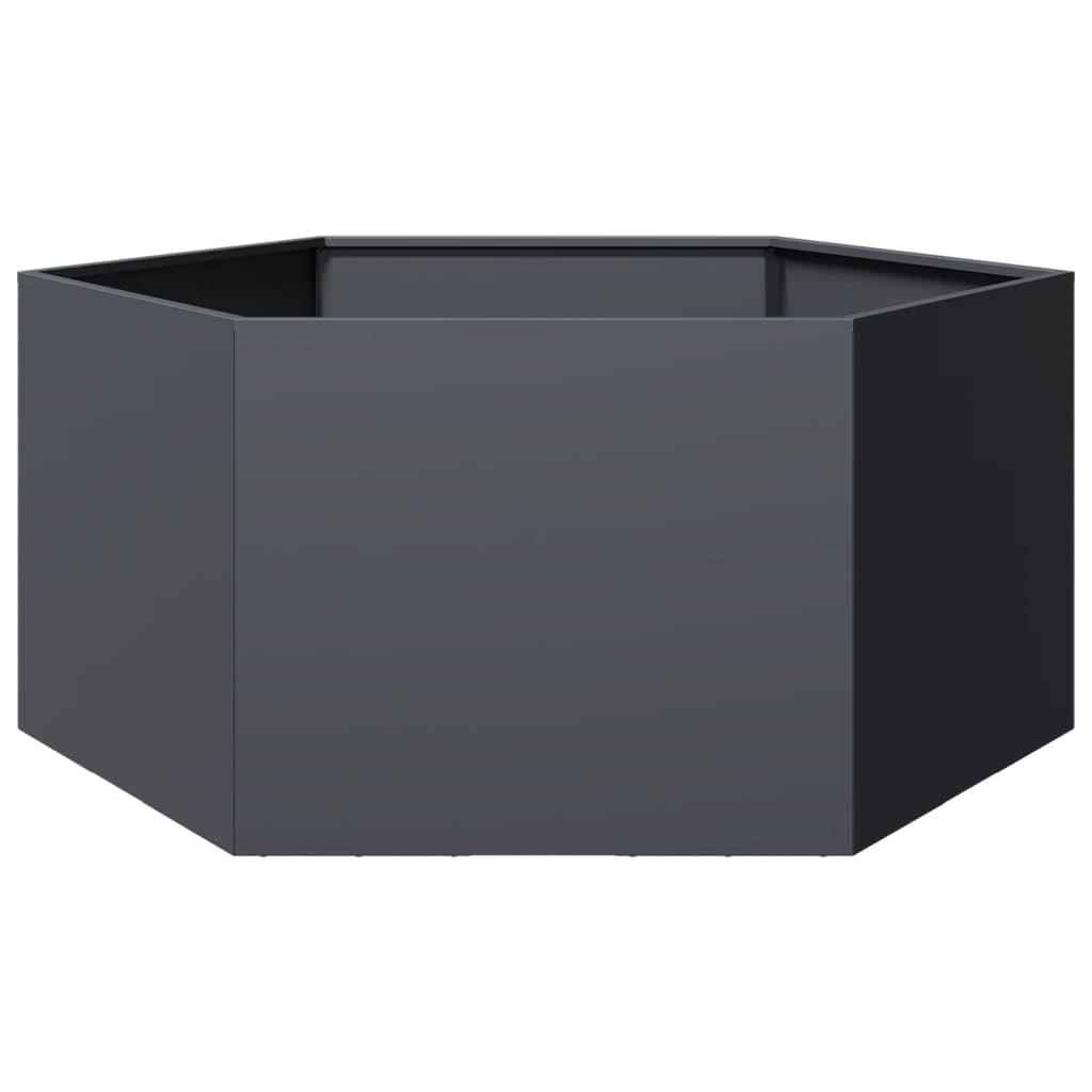 vidaXL Garden Planter, Plant Pot for Patio Balcony Terrace, Flower Pot for Flower Herb Plant, Outdoor Planter Box, Anthracite Hexagon Steel