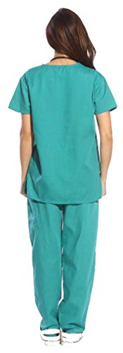 Image of Just Love Women's Medical Scrubs Set, 6-Pocket V-Neck Top & Cargo Pants, Cotton Blend Nursing Uniform