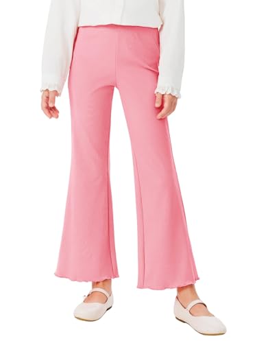 Image of Haloumoning Girls Pants Kids Ribbed Flare Pants High Waist Bell Bottoms 4-12 Years