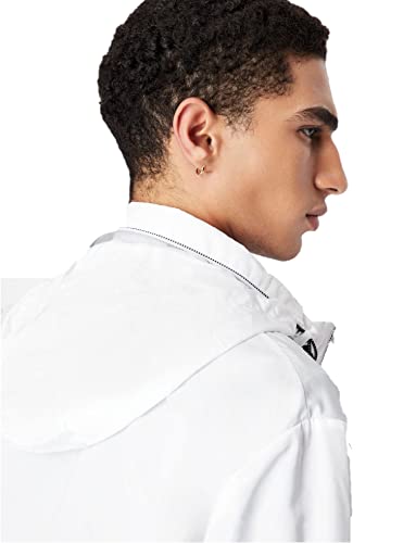 Toppa con logo ARMANI EXCHANGE Lightweight Zip-up Hooded Windbreaker Jacket 8NZB07, Giacca a vento Uomo, Bianco (White), M