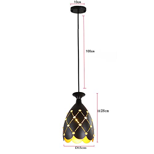 Plafonnier en fer noir ajustable E27 avec cristaux géométriques - 3